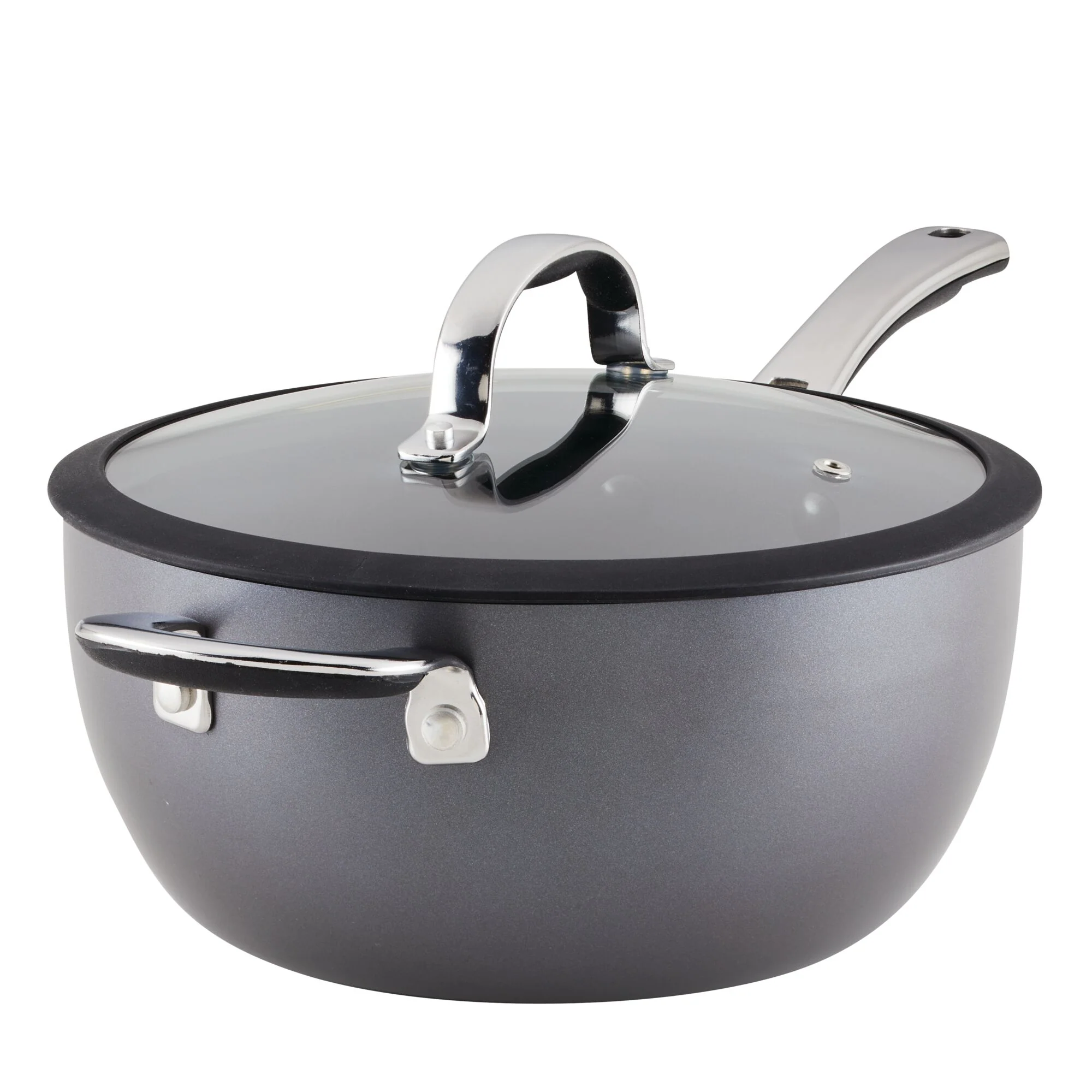 4.5-Quart Cook + Create Hard Anodized Nonstick Saucier Pan with Lid and Helper Handle