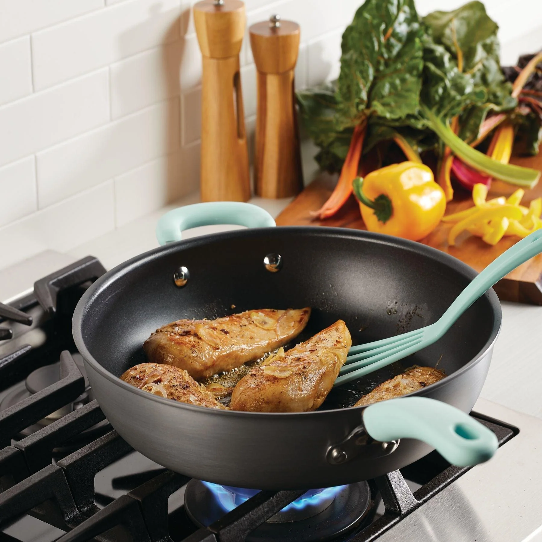 12.5-Inch Anodized Nonstick Induction Deep Frying Pan with Helper Handle - Image 13