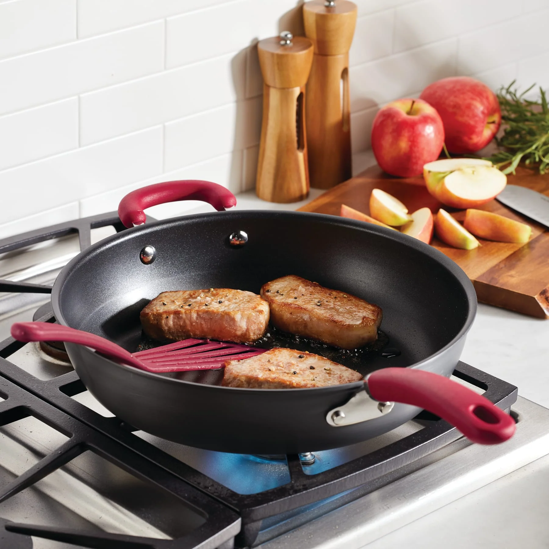 12.5-Inch Anodized Nonstick Induction Deep Frying Pan with Helper Handle - Image 9