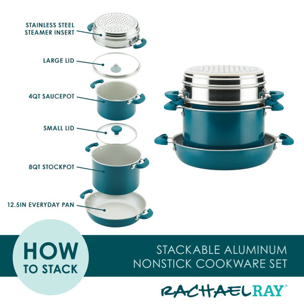 8-Piece Stacking Nonstick Induction Cookware Set - Image 9