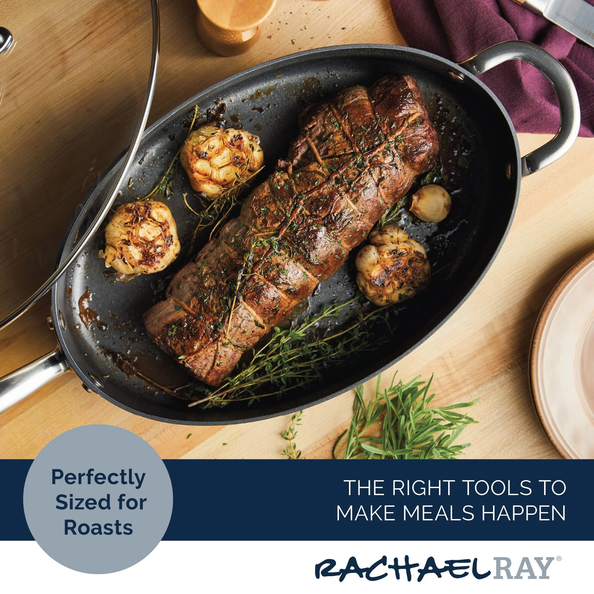 5-Quart Professional Hard Anodized Nonstick Oval Sauté Pan with Lid - Image 5