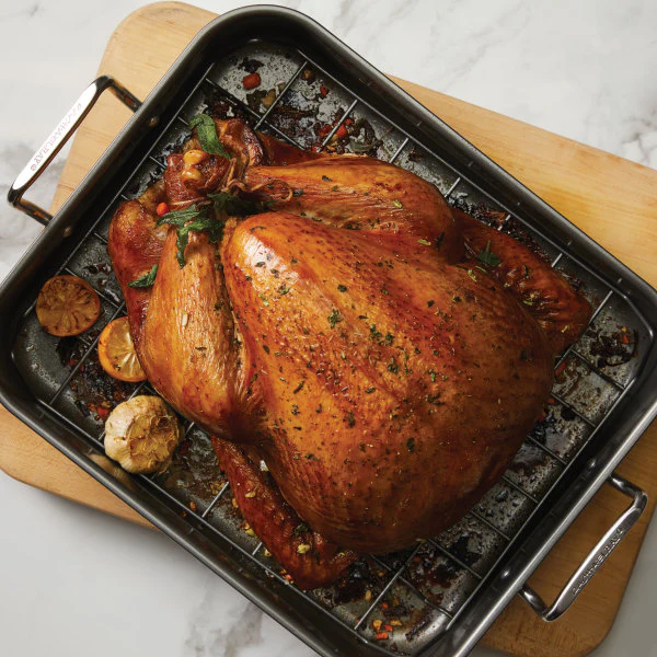 16.5-Inch x 13.5-Inch Nonstick Steel Roaster with Reversible Rack - Image 4