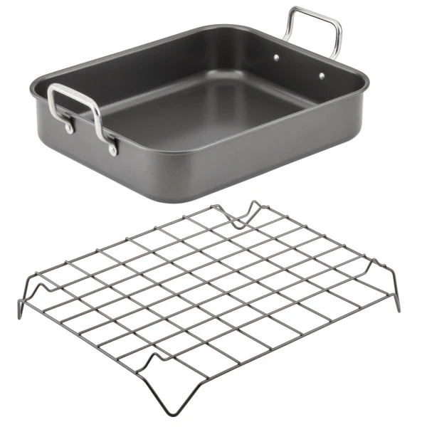 16.5-Inch x 13.5-Inch Nonstick Steel Roaster with Reversible Rack - Image 5