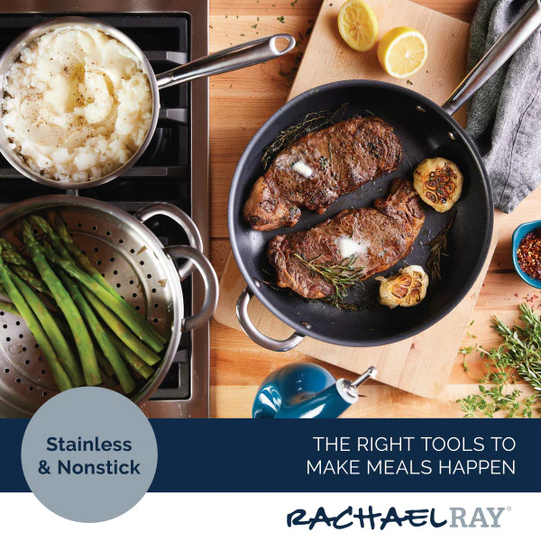 11- Piece Professional Hard-Anodized Nonstick and Induction Stainless Steel Cookware Set - Image 3