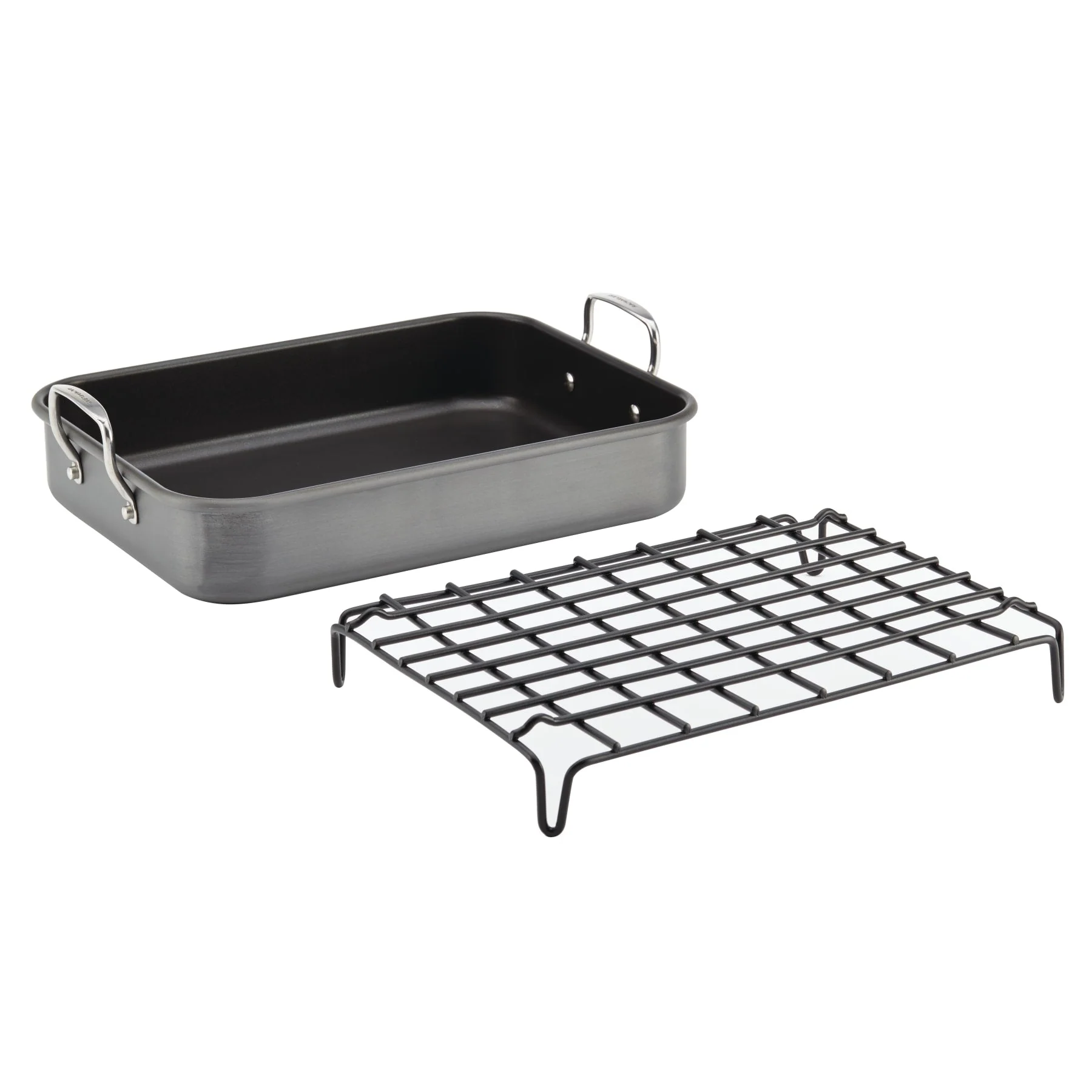 16-Inch x 12-Inch Nonstick Hard Anodized Roaster with Reversible Rack - Image 3